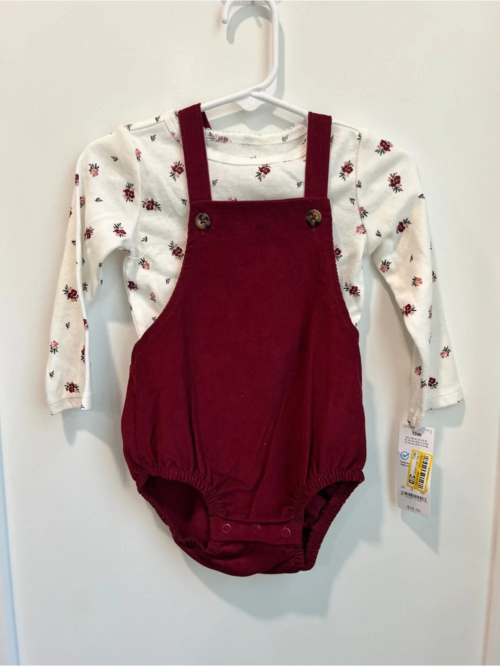 Carter’s Just One You Burgundy Bubble Romper & Floral Bodysuit Set | 12 Months